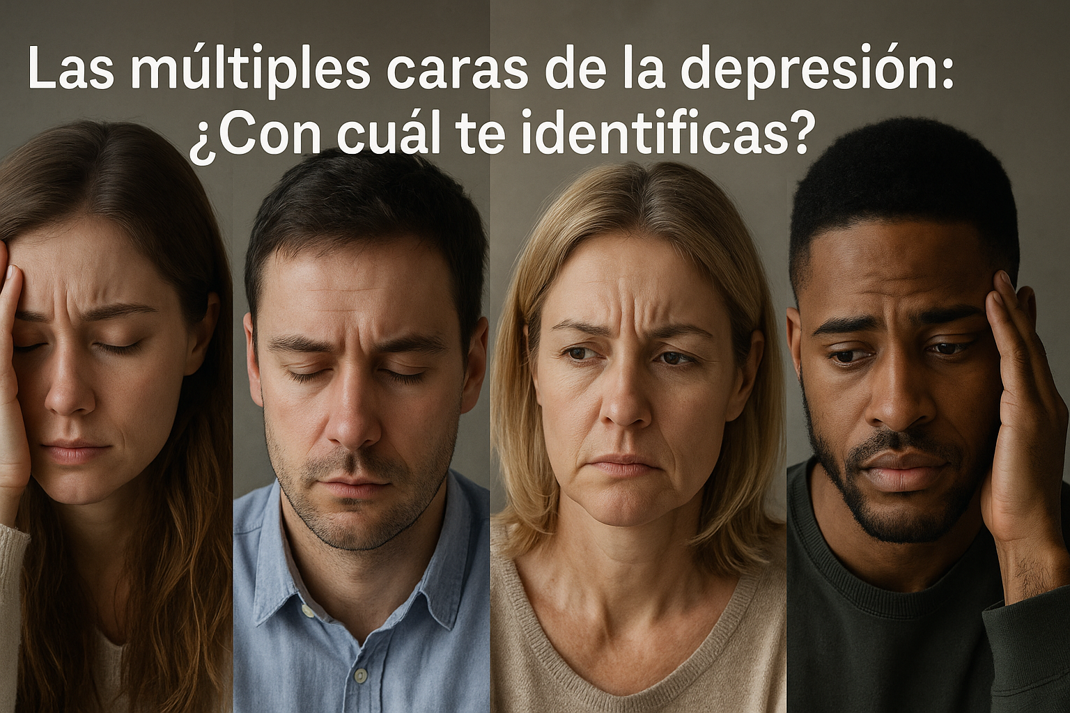 Rostros reales de personas con expresiones depresivas